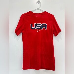 Nike TShirt Mens S Team USA Olympics Dri Fit Red/Orange Geometric Active RARE